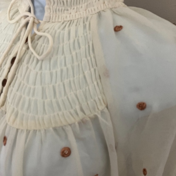 FREE PEOPLE - Polka Dot Long Sleeve Shirt (White/Rose Gold) - Picture 4 of 9